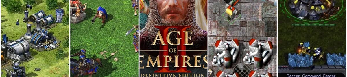 Screenshots of five classic real-time strategy games side by side